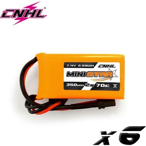 6PCS CNHL MiniStar 350mAh 2S 7.4V 70C Lipo Battery Pack With Mini XT30U Plug