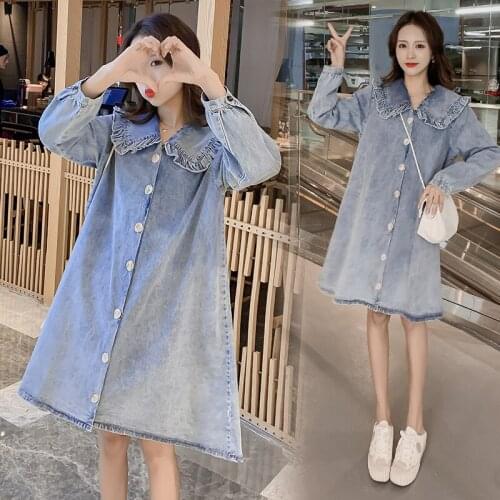 6602# Maternity Clothes Spring Autumn Jeans Easy Matching Loose Stylish Dress for Pregnant Women Pregnancy Clothes