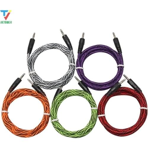 1.5M Jack 3.5mm Audio Cable Nylon Braid 3.5mm Car AUX Cable Headphone Extension Code for Phone MP3 Car Headset Speaker 100pcs