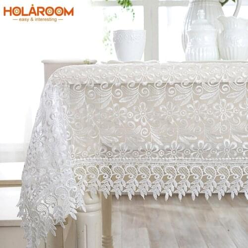 White Lace Table Cloth Wedding Decor Translucent Table Cloth Embroidered Tablecloth Tea Table cover Dinning Floral Tablecloth