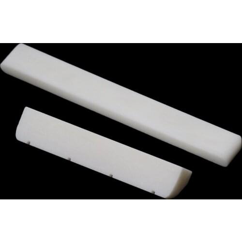 Beige Bone Saddle And Slotted Nut Set Bone Bridge Saddle Stringed Instruments for Ukulele Replacement Parts