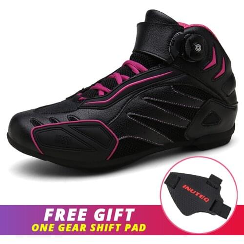 Pink Motorcycle Boots Breathable Endure Motorcyclist Motocross Shoes Motorbike Biker Chopper Cruiser Touring Ankle Shoes Men