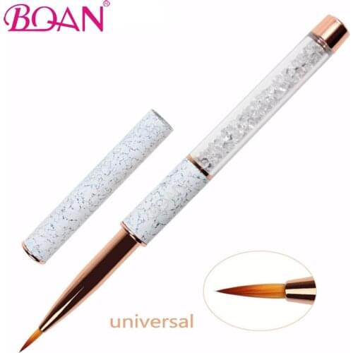 BQAN Marbled Universal Nail Brush Crystal Acrylic Nail Art Brushes UV Gel Painting Line Brush Nylon Hair Pen Manicure Nail Tools