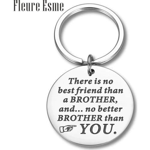 Brother Keychain Fathers Day Gifts for Brother Birthday Gifts for Brother in Law for Family Men Brother Key Ring Tag Jewelry