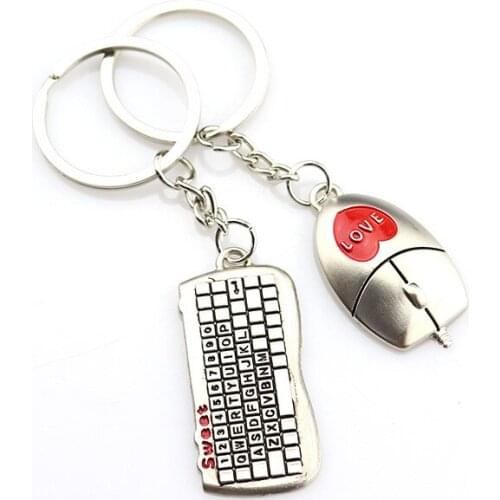 Fashion Mouse keyboard Lovers Keychain For Couple Alloy Creative Keyrings Decor Bags Car Keys Crafts Jewelry Gifts New