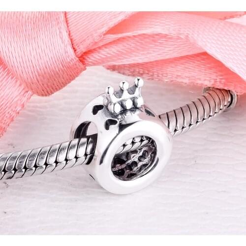 Authentic 925 Sterling Silver Love Heart Crown O Charm Fits Original Bracelet Metal Beads for Jewelry Making Bijoux 2020