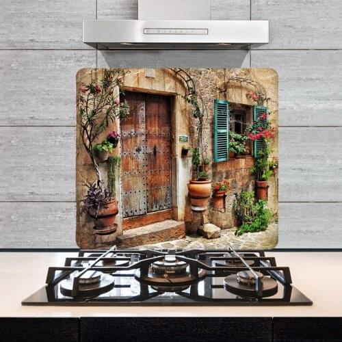 Decorative Glass Cooker Back Protector And Cutting Board Stone Home (50cm X 56cm) one-Piece Glass Cutting Board Heat Resistant Glass