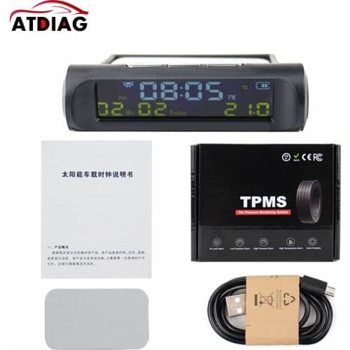 2021 Newest With USB Car solar electronic clock Tire Pressure Without Accessories Tyre Temperature Monitoring Alarm System
