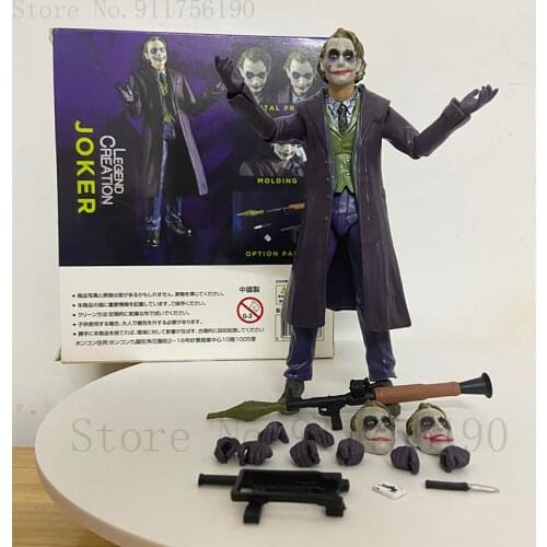 SHF Joker Figure Dark Knight Clown Heath Ledger Hand Model Male Action Figure Doll Model Toys 3 Heads 15CM