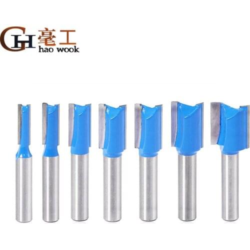 Haowook 8mm Shank Straight/Dado Router Bit Set Diameter Woodworking Tools CNC Milling Cutter Endmill for Wood Milling Cutter
