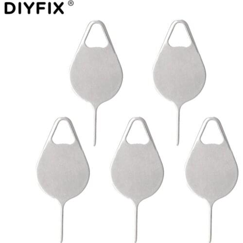 DIYFIX 5Pcs SIM Card Tray Opening Remover Eject Pin Key Tool Stainless Steel Needle for iPhone Samsung xiaomi Huawei