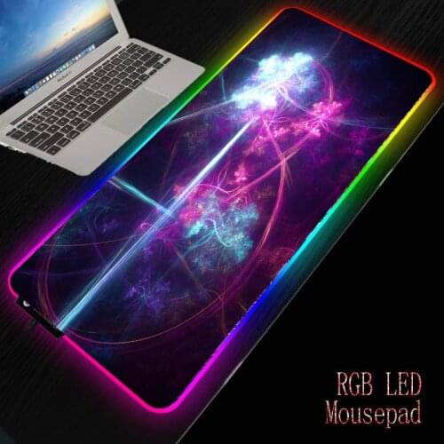 Mairuige Abstract Colorful RGB Gaming Mouse Pad Large Mousepad LED Lighting USB Keyboard Colorful Desk Pad for PC Laptop Desktop