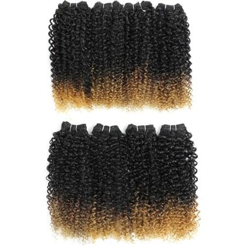Kinky Curly Hair Extension For Black Women High Temperature Synthetic Jerry Curly Hair Weaves 8 Bundles 240g All In One Pack T27