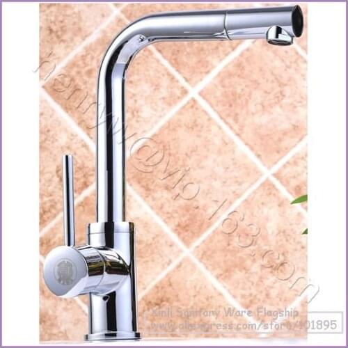 L16606 - Luxury Deck Mounted Chrome Color 360 Degree Turn Spout Hot & Cold Water Kitchen Mixer