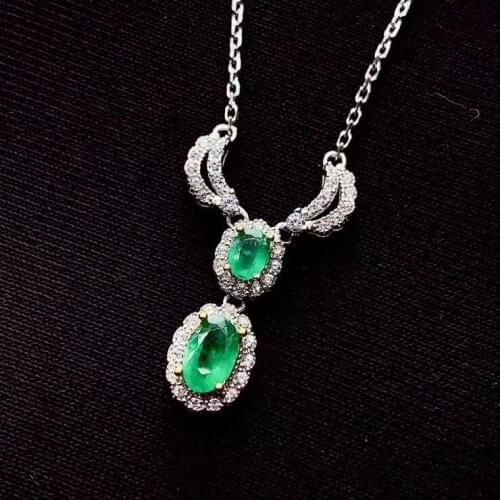 The Best GiftFor your girl Friend Emerald Necklace Pendant 925 sterling silver Fine jewelry Natural And Real Emerad Necklace