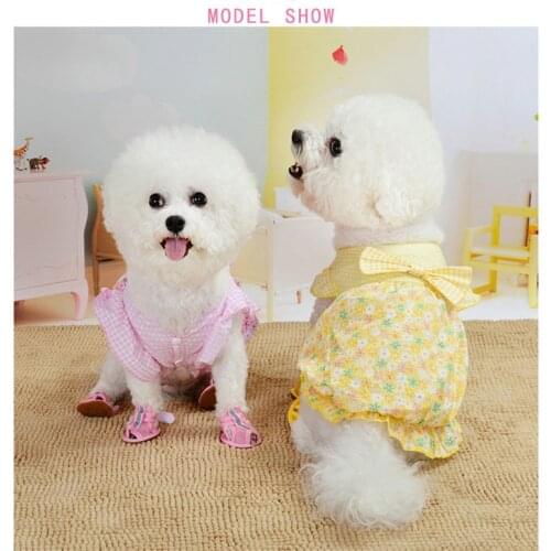 Dog Cute Floral Bow Dresses Pet Dog Wedding Dress For Small Dogs Summer Chihuahua Pug Clothing Puppy Cat Supplies