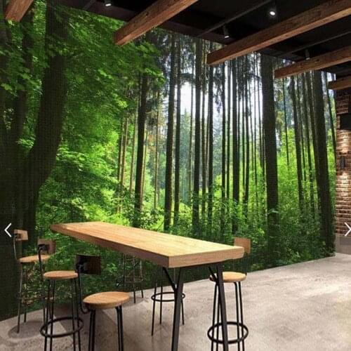 3D Mural Nature Green Forest Tree Photo Wallpaper HD Printed Wall Papers Roll for Restaurant Shop Living Room TV Wall Decor