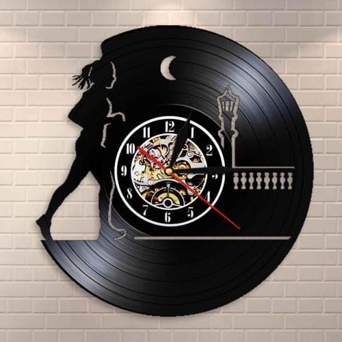 Female Runner Night Running Wall Clock Running Through The Night Jogging Lady Retro Vinyl Record Wall Clock Running Lovers Gift