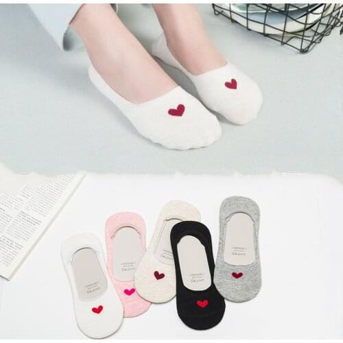 2020 New Four Seasons Love Socks for Women Summer Lady Boat Socks for Women Pure Cotton Invisible Socks for Women