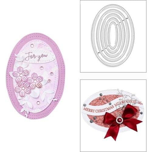 2021 New Nesting Stitched Lacy Oval Metal Cutting Dies for DIY Scrapbooking Decor and Card Making Paper Craft Embossing No Stamp