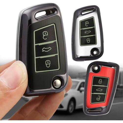 New Alloy Metel Car Key Case Cover For Volkswagen VW Golf 7 MK7 Tiguan MK2 For Skoda Octavia 3 A7 Kodiaq 2017-2019 Car Styling