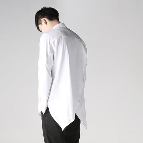 Customized plus size S-6XL NEW Mens fashion Simple shoulder drop loose fitting spliced tail swallow casual pure color shirts