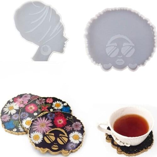 Afro Female Epoxy Resin Mold Tea Mat Human Head Coaster Tray Silicone Mould DIY
