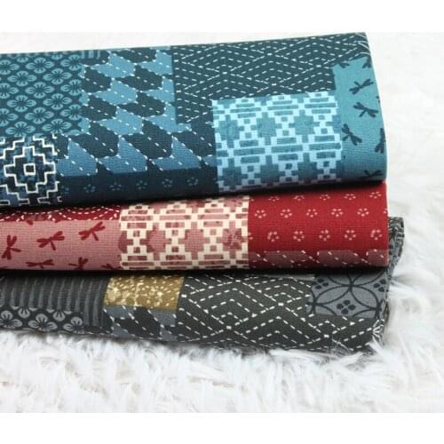 Half Yard Thicken Cotton Fabric Retro National Wind Print Handmade DIY Bag Decoration Cloth 100% Cotton CR-899