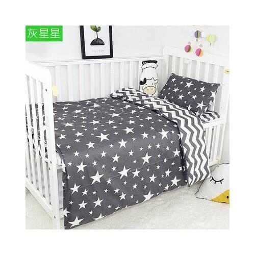 With filling! Stars Baby Cotton Crib Bed Linen Kit For Boy Girl Children Cartoon Unpick And Wash,Duvet/Sheet/Pillow