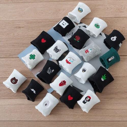 Happy socks women Fashion black Animal cotton Funny Lady Short solid Cute Heart sock Happy Harajuku Winter Casual Gifts Bear sox