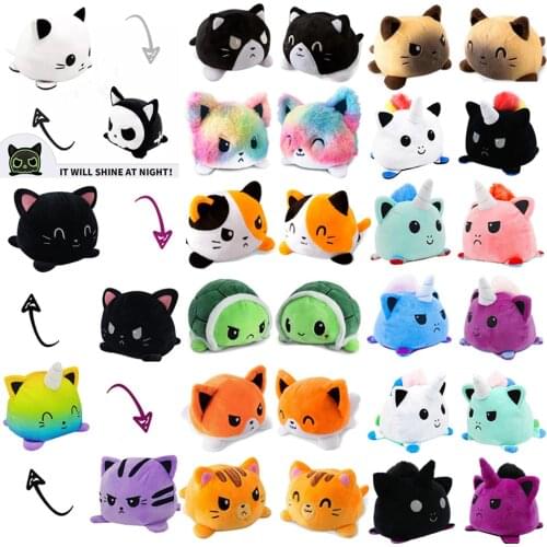 Cute Flip Cartoon Reversible Unicorn Double-Sided Cat Stuffed Doll Soft Plush Toy For Children Baby Kids Girl Birthday Gift