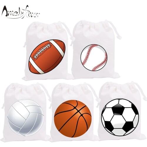 Sports Theme Party Favor Bags Football Volleyball Basketball Sports Meeting Event Candy Bags Gift Bags Party Container Supplies