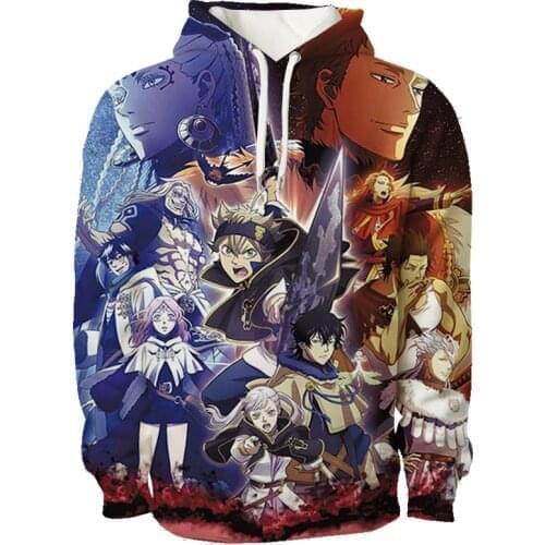 Men Women Black Clover Hoodie Casual Fashion teens Sportswear Sweatshirt Hipsters Unisex Casual Anime Print Hoodies