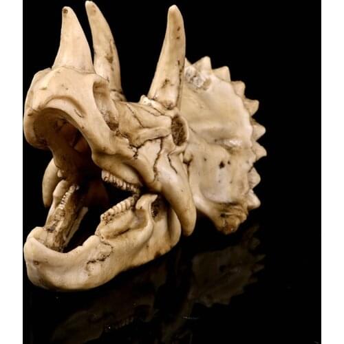 Triceratops Skeleton Resin Statue Artificial Dinosaur Skull Sculpture Model Home Bar Teaching Animal Crafts Decor Children Gift