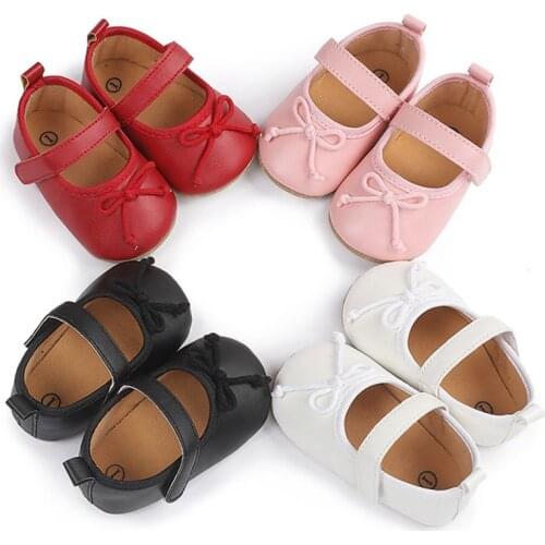 2021 Princess Newborn Infant Baby Girls Shoes PU Spring Cute Baby Shoes Bowknot First Walkers 0-18M