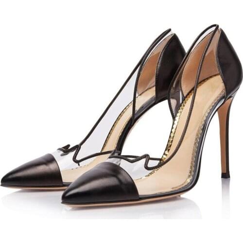 Pumps 2021 Summer Transparent Shoes High Heels Sandals Pointed Toe Thin Heel Fashion Shallow Lady Shoes Elegant Office Shoes