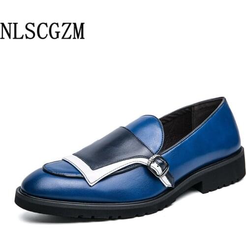 Monk Strap Italian Mens Dress Shoes Loafers Wedding Dress Oxford Slip on Shoes for Men Coiffeur Leather Shoes Men Formal Zapatos
