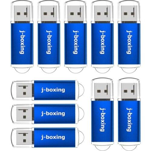 J-boxing 10PCS 16GB 32GB USB Flash Drives 1GB 2GB Rectangle Thumb Drives 4GB 8GB USB 2.0 Sticks Pendrives for PC Mac Tablet Blue
