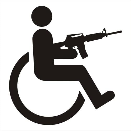 Disabled With A Gun Car Sticker Automobiles Motorcycles Exterior Accessories Vinyl Decals for Honda Lada Bmw Audi Jeep Boat