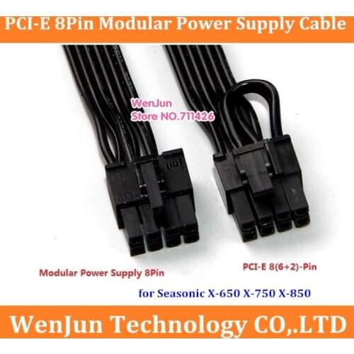 High Quality 18AWG Black PCI-E 8 Pin to 8pin(6+2) Modular Power Supply Cable for Seasonic X-650 X-750 X-850 & KM3 Series