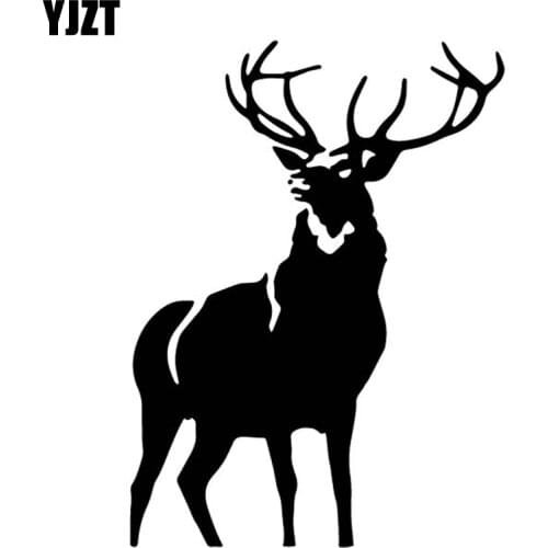 YJZT 12.1CM*16.6CM A Proud Deer Alone Decorate Pattern Car Sticker Car Door Vinyl Decal Black/Silver C4-1947