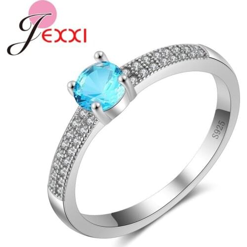 Women Fashion Bridal Wedding Rings 925 Sterling Silver Jewelry Charm Cubic Zircon Engagement Birthday Party Finger Ring