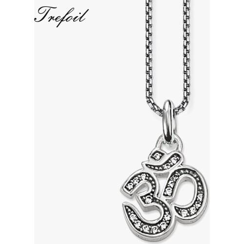 Link Chain Necklace OM Buddhist , Fashion 925 Sterling Silver Jewelry Religious Colares Gift For Men Women Boy Girls 2018 New