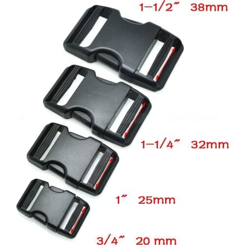 1pcs Plastic Side Release Buckle Dual Adjustable Belts Buckle Tactical Backpack Straps Webbing Bag Parts Accessories Black