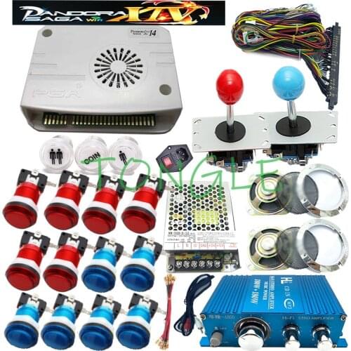 2 Player Pandora Saga 3D WIFI Kit Copy SANWA Joystick,Chrome LED Push Button for DIY Arcade Game Machine Cabinet with Manual