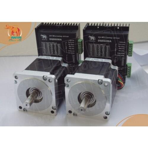 2Axis Nema34 Stepper Motor 85BYGH450D-008 1090oz+Driver DQ860MA 80V 7.8A 256Micro CNC ROUNTER KIT