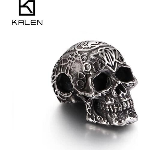 25*24mm Titanium steel Skeleton Skull Pendant Necklace For Men Punk Ghost Head Jewelry