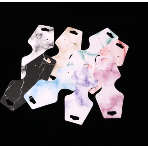 4.5x10.7cm 100PCS Colorful Marbling Paper Necklace Cards Jewelry Chains Package Headwear Hair Ties Packing Hanger Tag