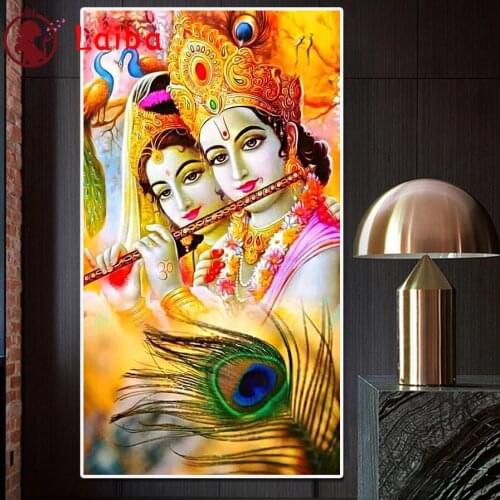 Diamond Painting Mosaic"Indian Buddha Women" Embroidery Cross Stitch Hindu Radha Krishna Shiva large size Entrance decoration