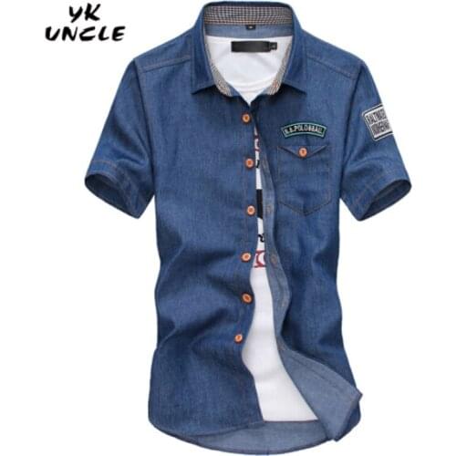 Free shipping 2016 Summer Mens Short Sleeve Shirts Cowboy Casual Shirt Slim Collar Shirts 3 Colours Plus Size M-5XL,YK UNCLE